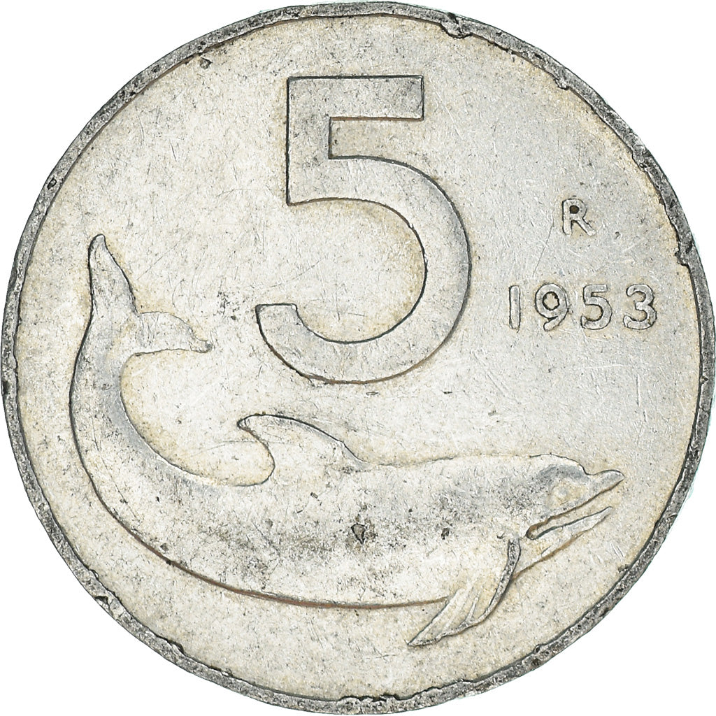Moeda, Itália, 5 Lire, 1953