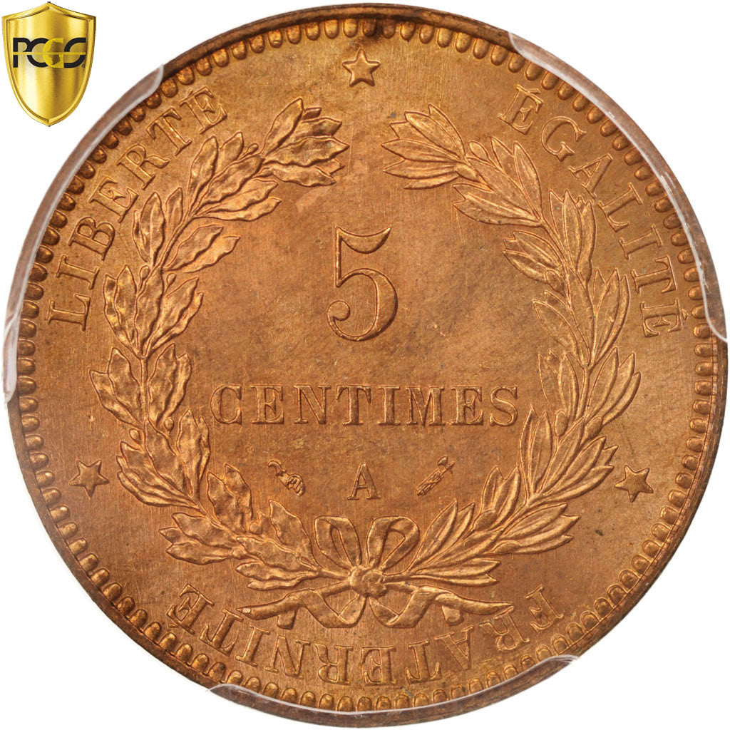 Coin, France, Cérès, 5 Centimes, 1896, Paris, PCGS, MS64+RD, MS(64), Bronze