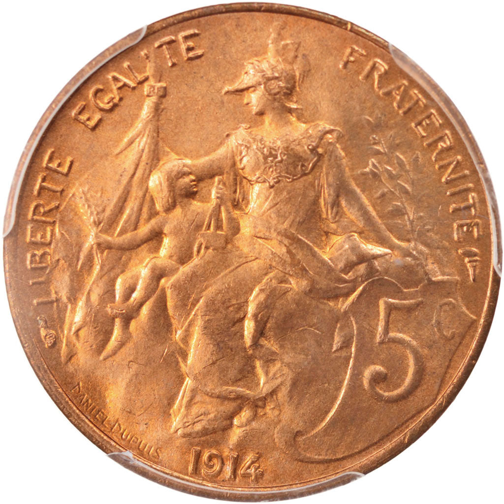 France, Dupuis, 5 Centimes, 1914, Paris, PCGS, MS64RD, Bronze, KM:842