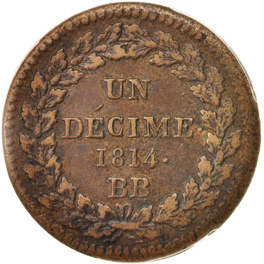 France, Napoléon I, Decime, 1814, Strasbourg, PCGS, XF45, Bronze, KM:700