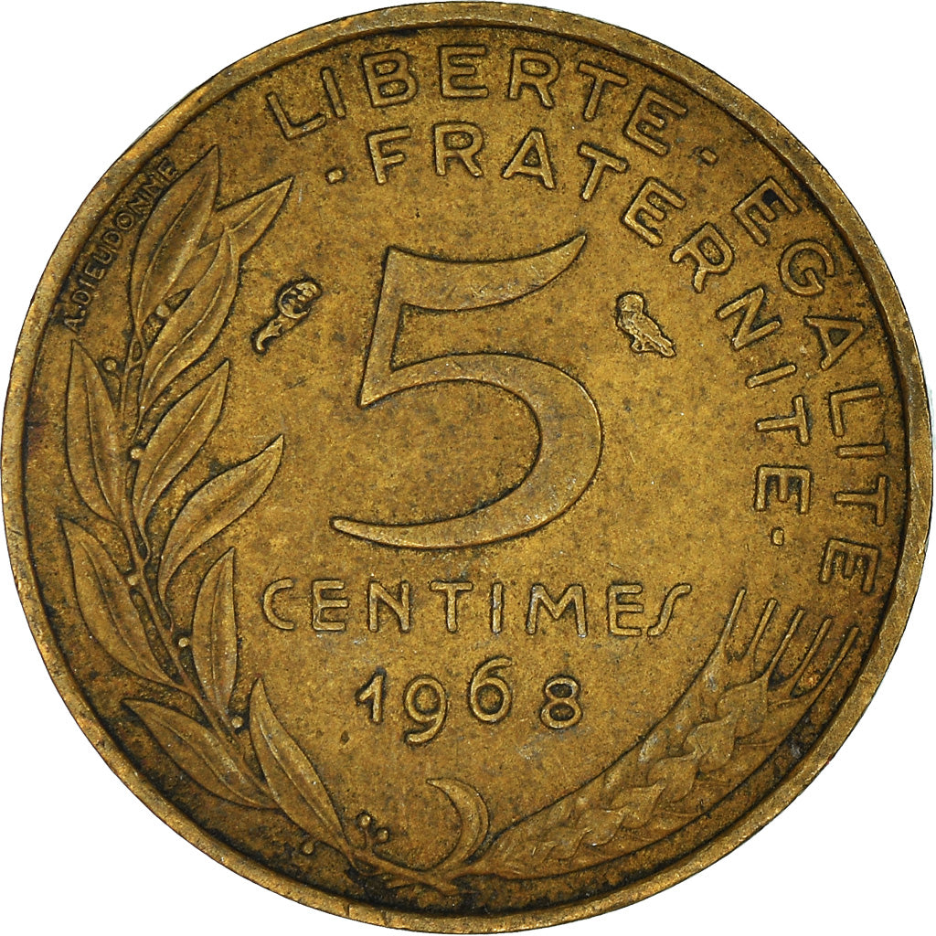 Monnaie, France, 5 Centimes, 1968