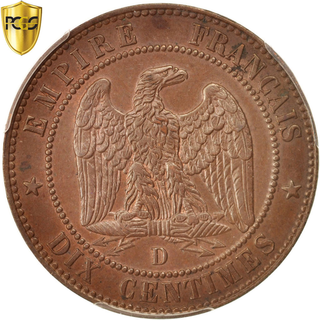 Moneta, Francia, Napoleon III, Napoléon III, 10 Centimes, 1855, Lyon, PCGS