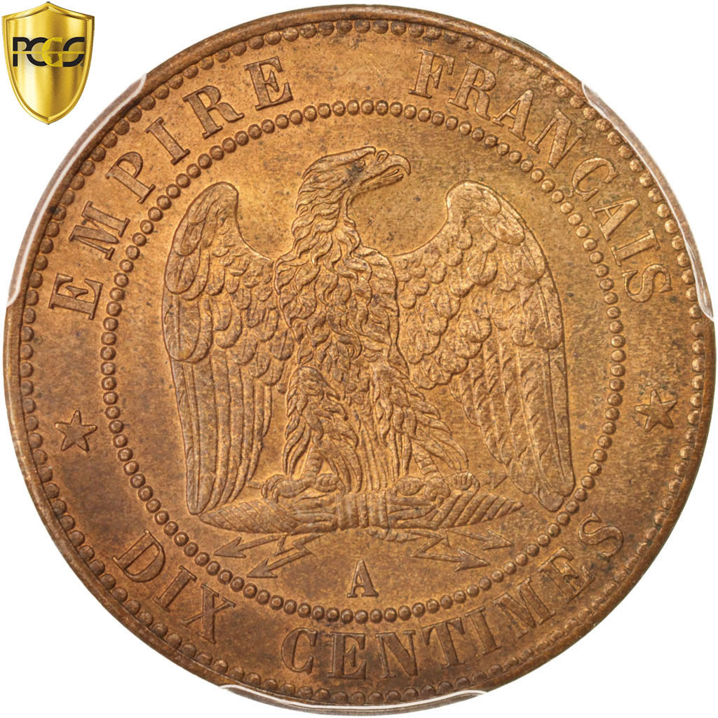 Monnaie, France, Napoleon III, Napoléon III, 10 Centimes, 1863, Paris, PCGS