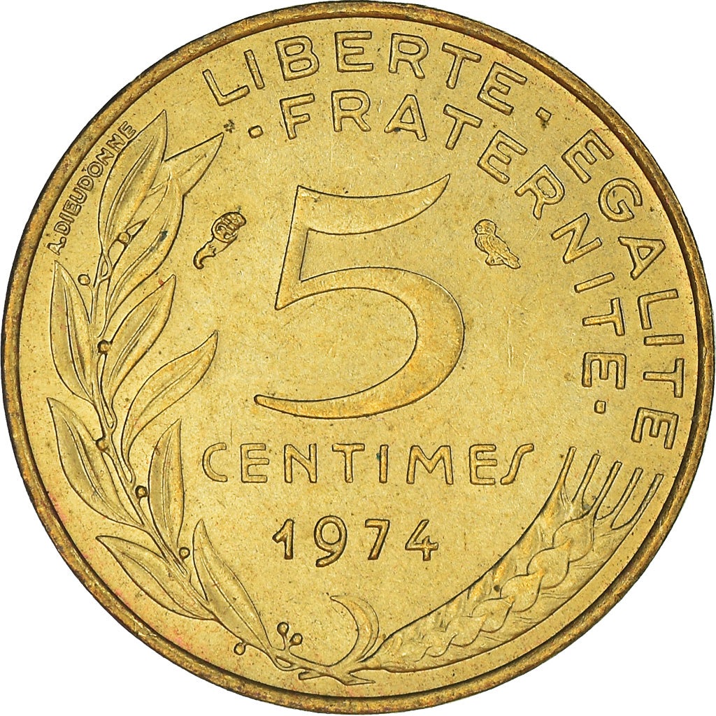 Coin, France, 5 Centimes, 1974