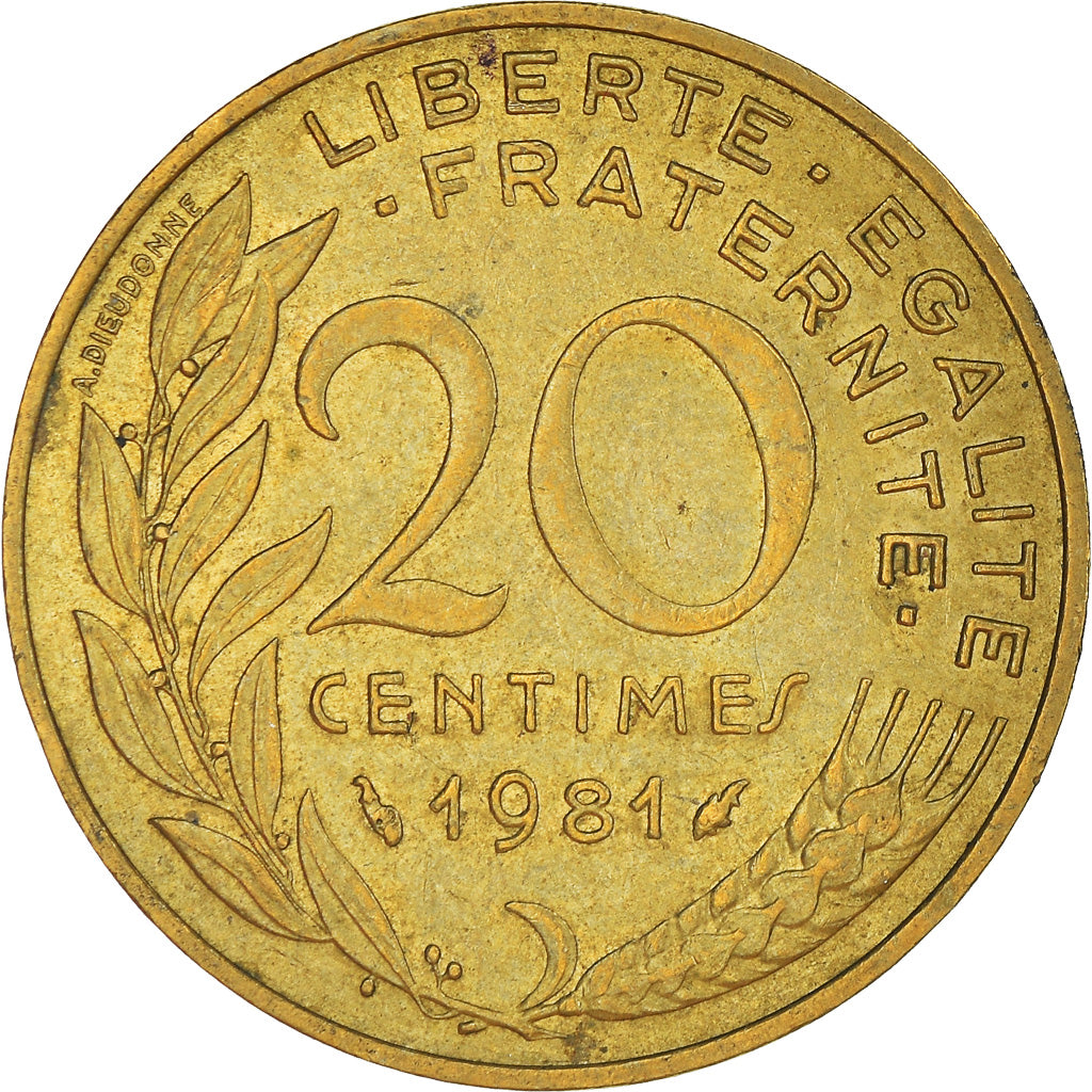 Moeda, França, 20 Centimes, 1981