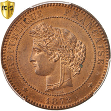 Monnaie, France, Cérès, 10 Centimes, 1872, Paris, PCGS, MS64RB, SPL+, Bronze