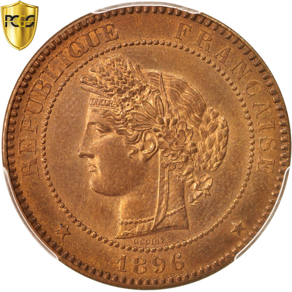 Coin, France, Cérès, 10 Centimes, 1896, Paris, PCGS, MS64RB, MS(64), Bronze