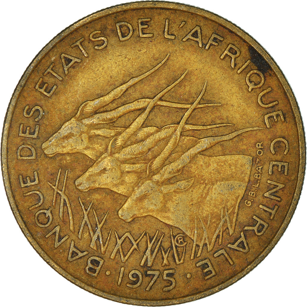 Coin, Central African States, 25 Francs, 1975