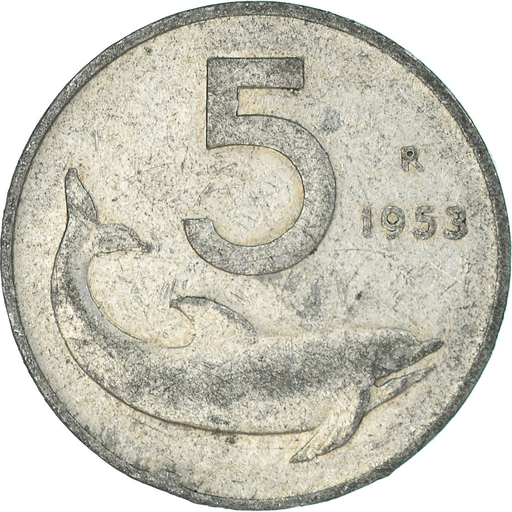 Moeda, Itália, 5 Lire, 1953