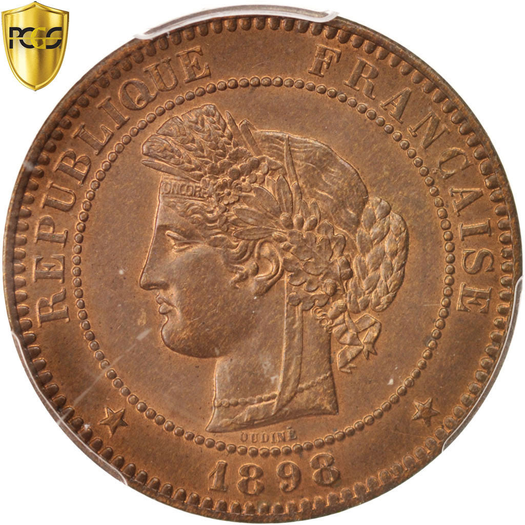 Coin, France, Cérès, 10 Centimes, 1898, Paris, PCGS, MS64RB, MS(64), Bronze