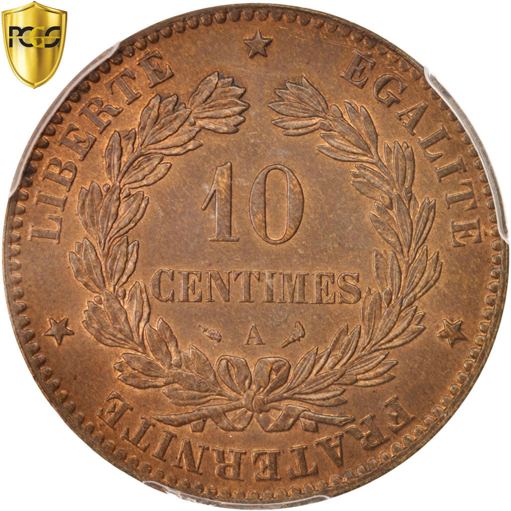 Coin, France, Cérès, 10 Centimes, 1898, Paris, PCGS, MS64RB, MS(64), Bronze