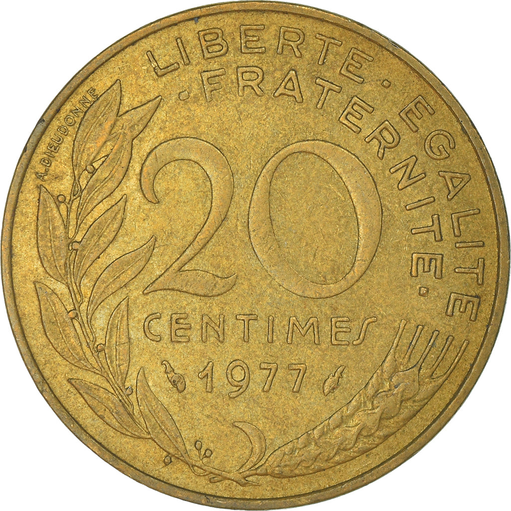 Moeda, França, 20 Centimes, 1977
