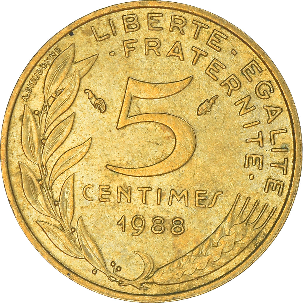 Münze, Frankreich, 5 Centimes, 1988