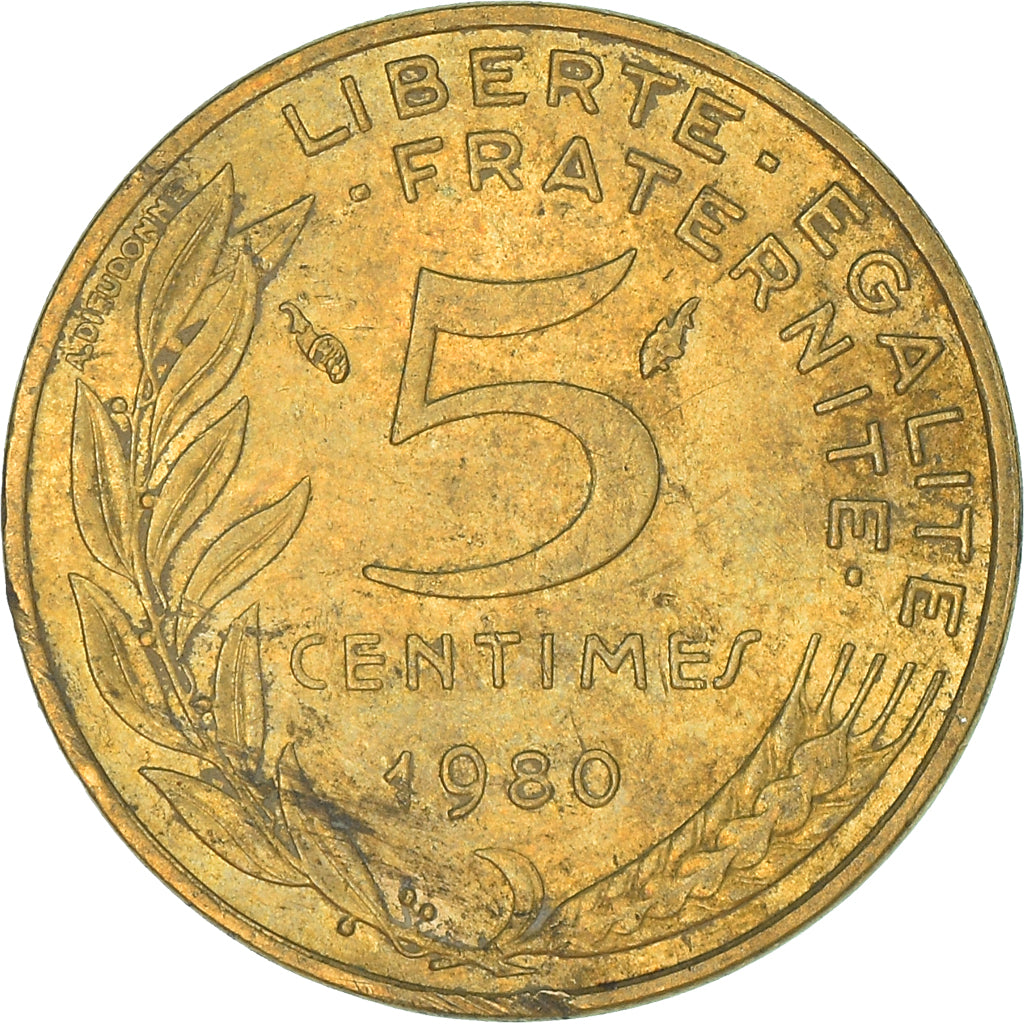 Moeda, França, 5 Centimes, 1980