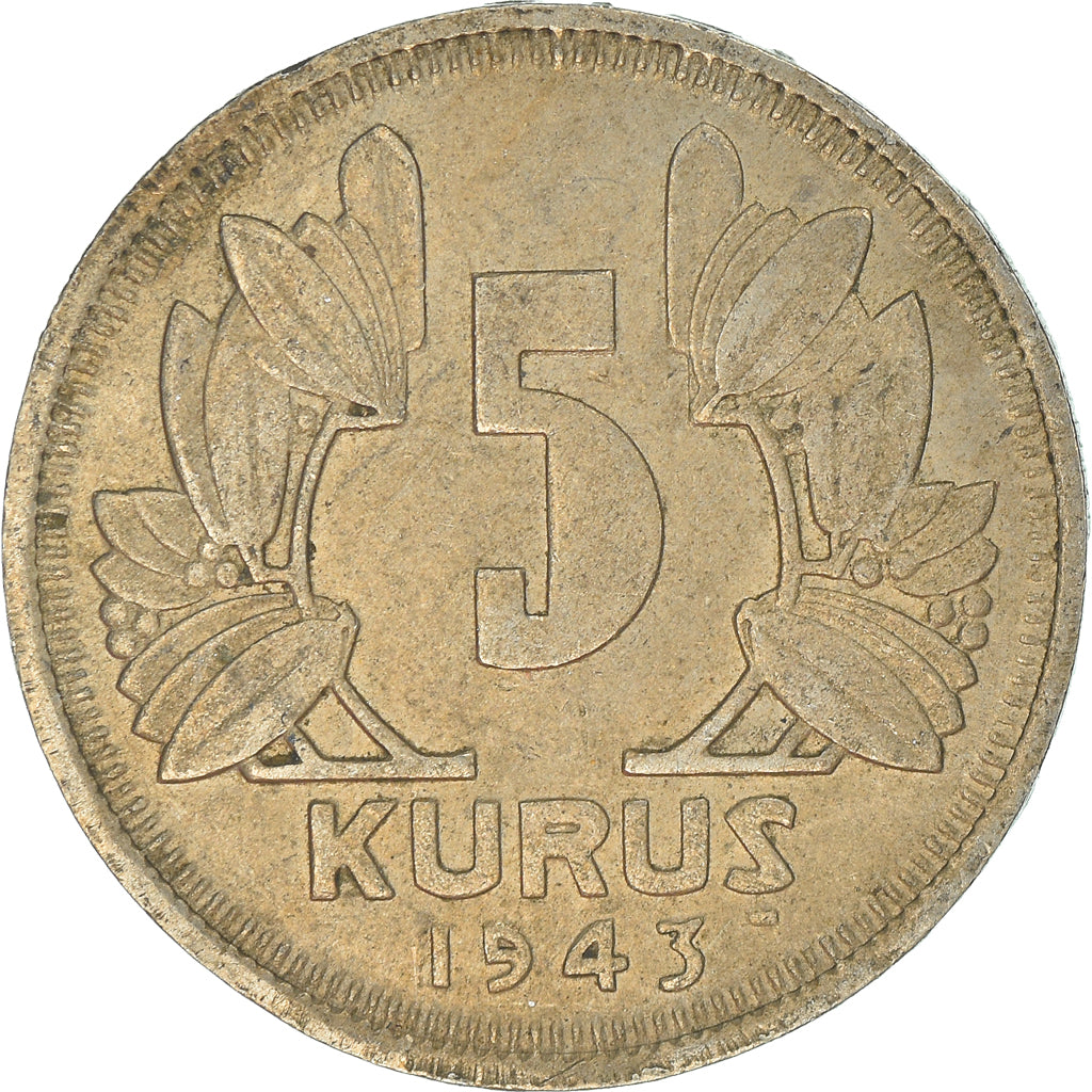 Moneta, Turcja, 5 Kurus, 1943