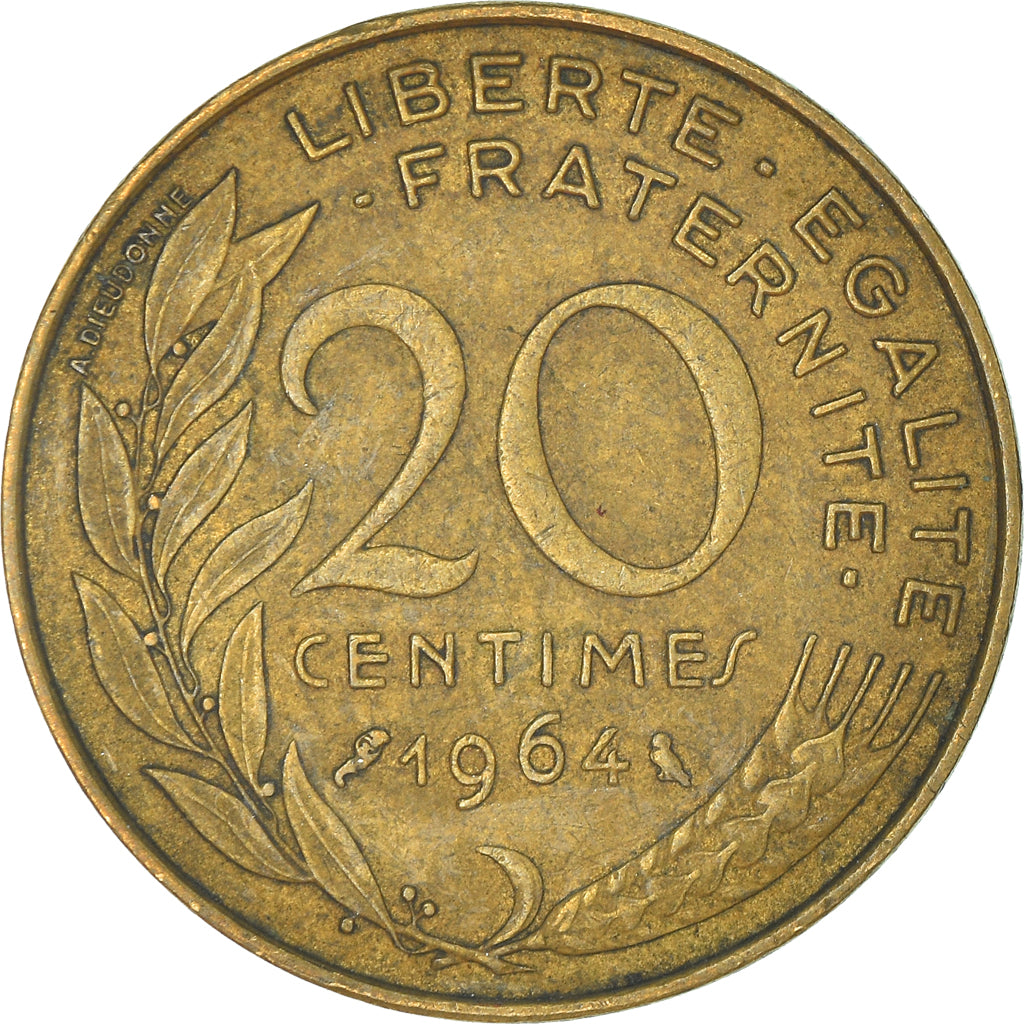 Moeda, França, 20 Centimes, 1964