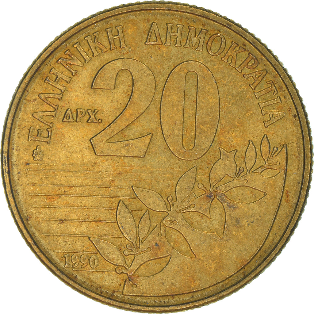 Moneta, Grecia, 20 Drachmes, 1990