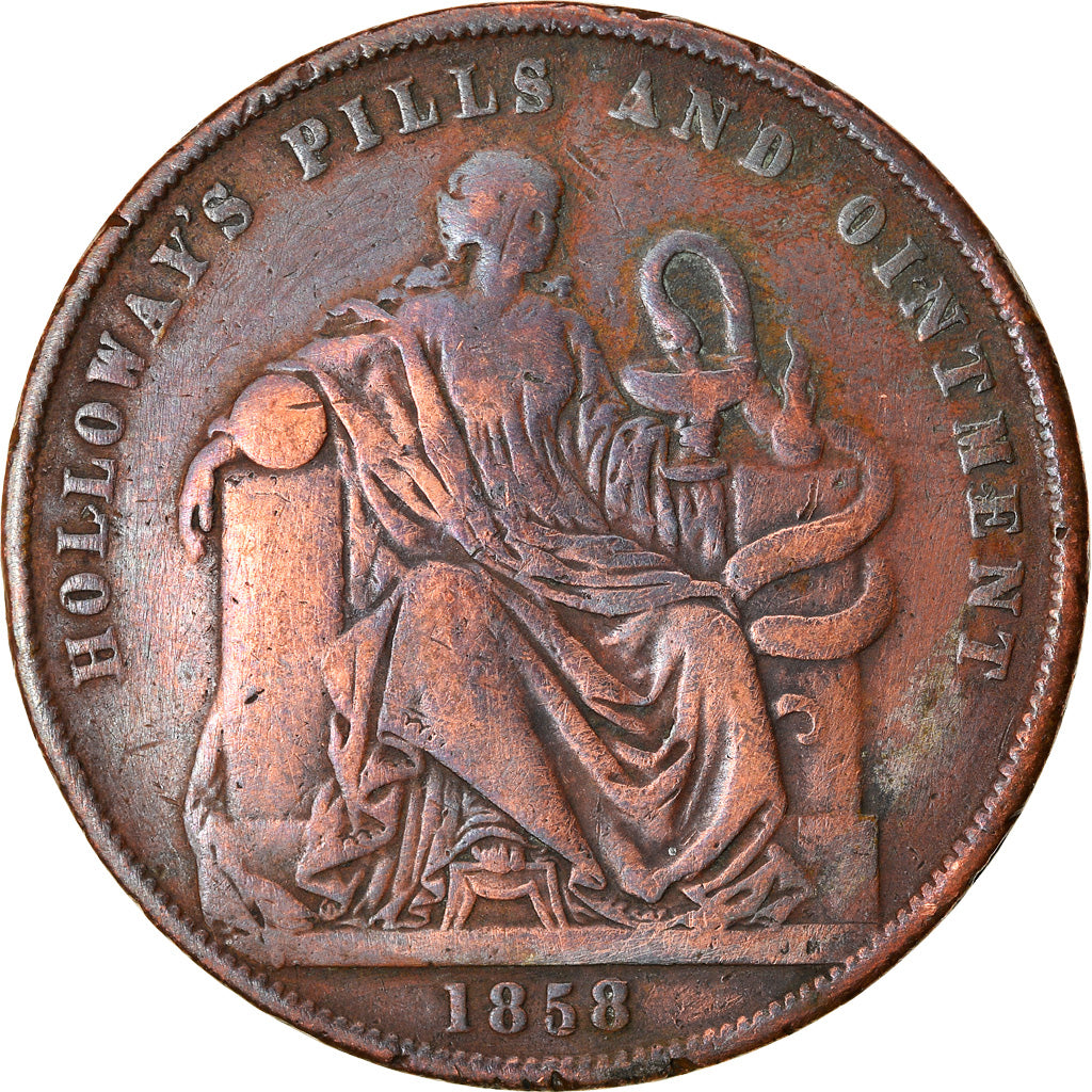 Coin, Australia, Victoria, Professor Holloway, Penny, 1858, VF(30-35), Copper