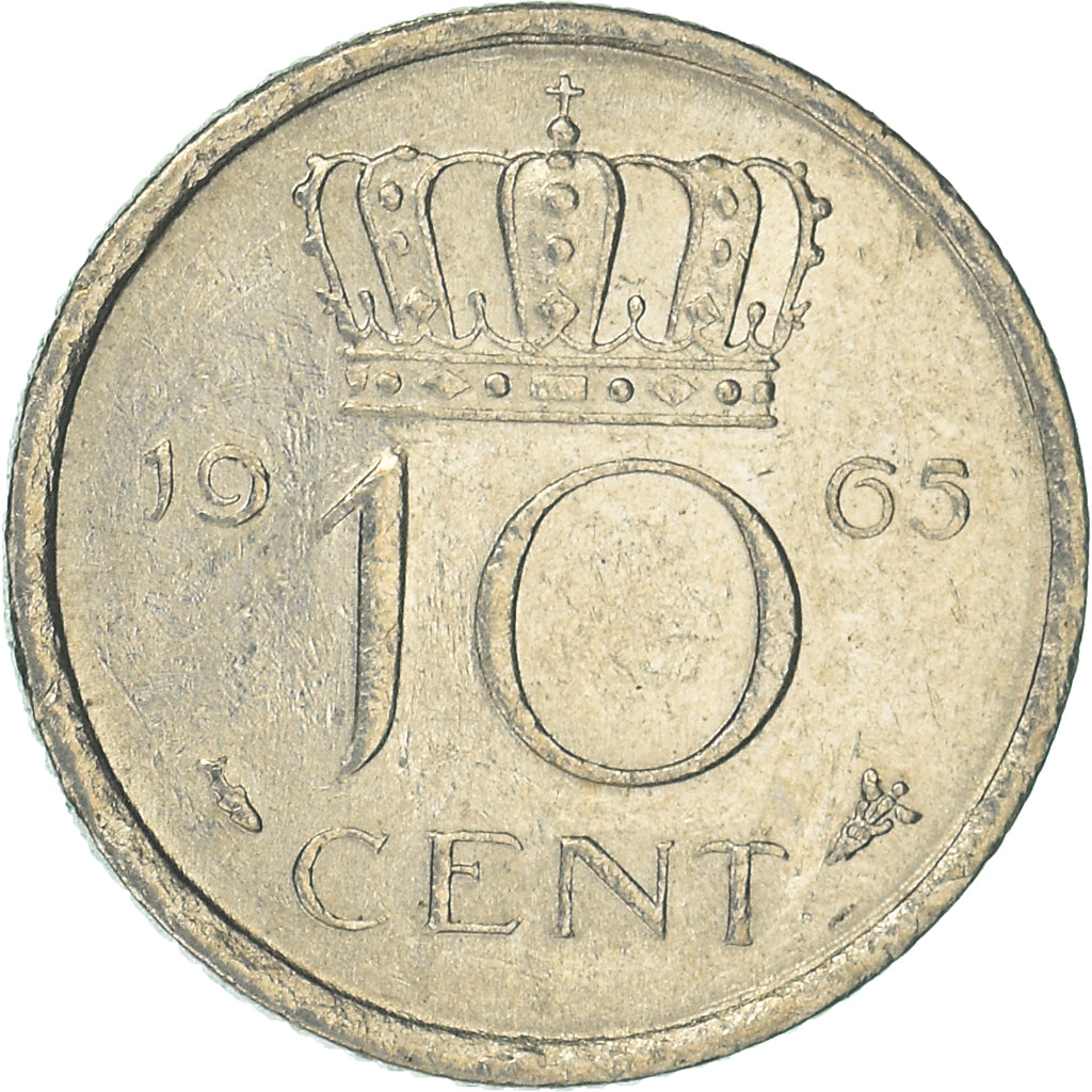 Moneda, Países Bajos, 10 Cents, 1965