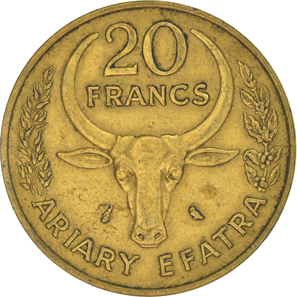 Coin, Madagascar, 20 Francs, 4 Ariary, 1970