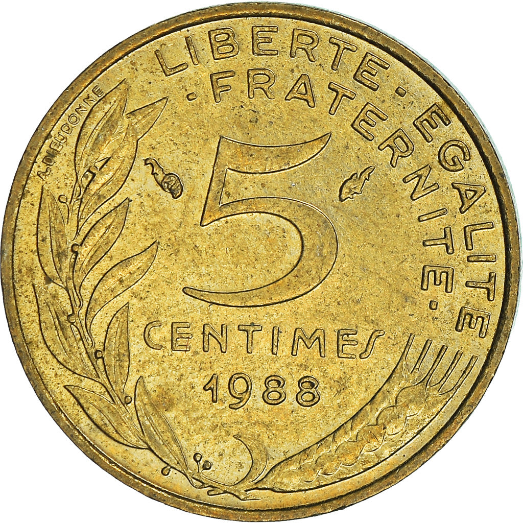 Moneda, Francia, 5 Centimes, 1988
