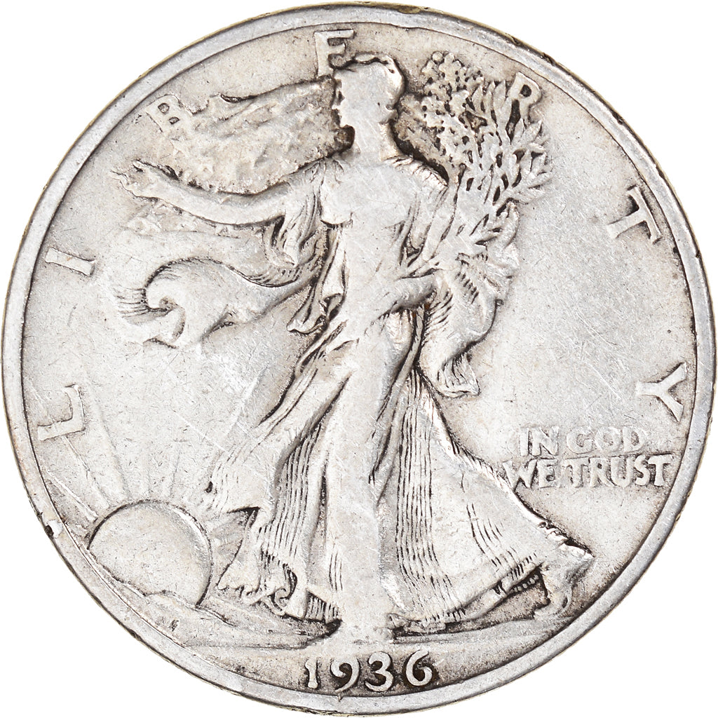 Coin, United States, Walking Liberty Half Dollar, Half Dollar, 1936, U.S. Mint