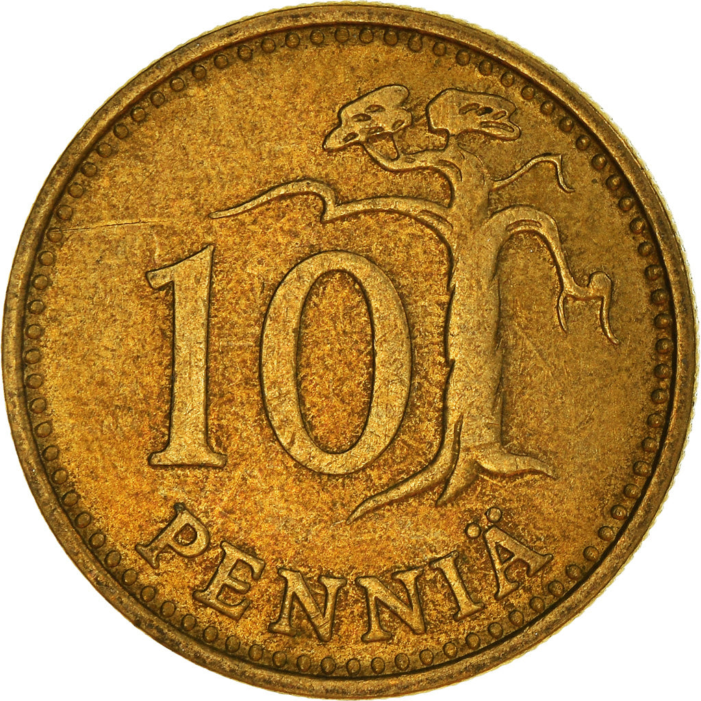 Moneda, Finlandia, 10 Pennia, 1966
