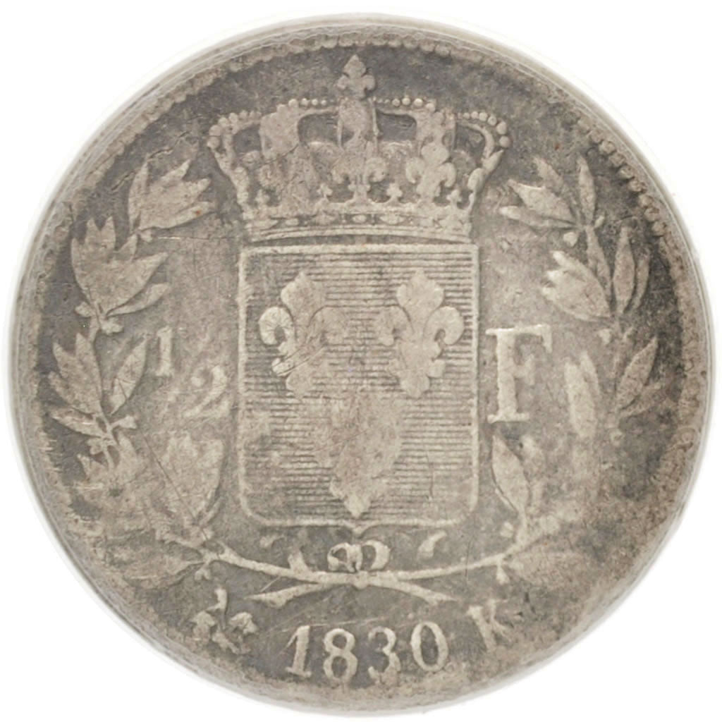 France, Charles X, 1/2 Franc, 1830, Bordeaux, PCGS, G04, Silver, KM:723.7