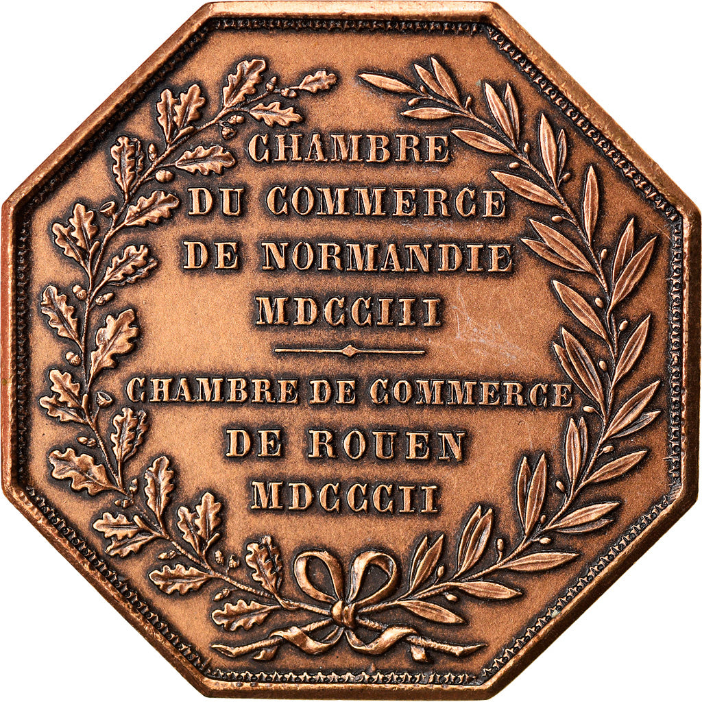 France, Token, Chambre de Commerce de Rouen, 1802, Lecomte, AU(55-58), Bronze