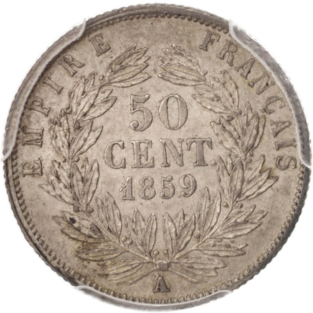 France, Napoleon III, 50 Centimes, 1859, Paris, PCGS, MS62, KM:794.1