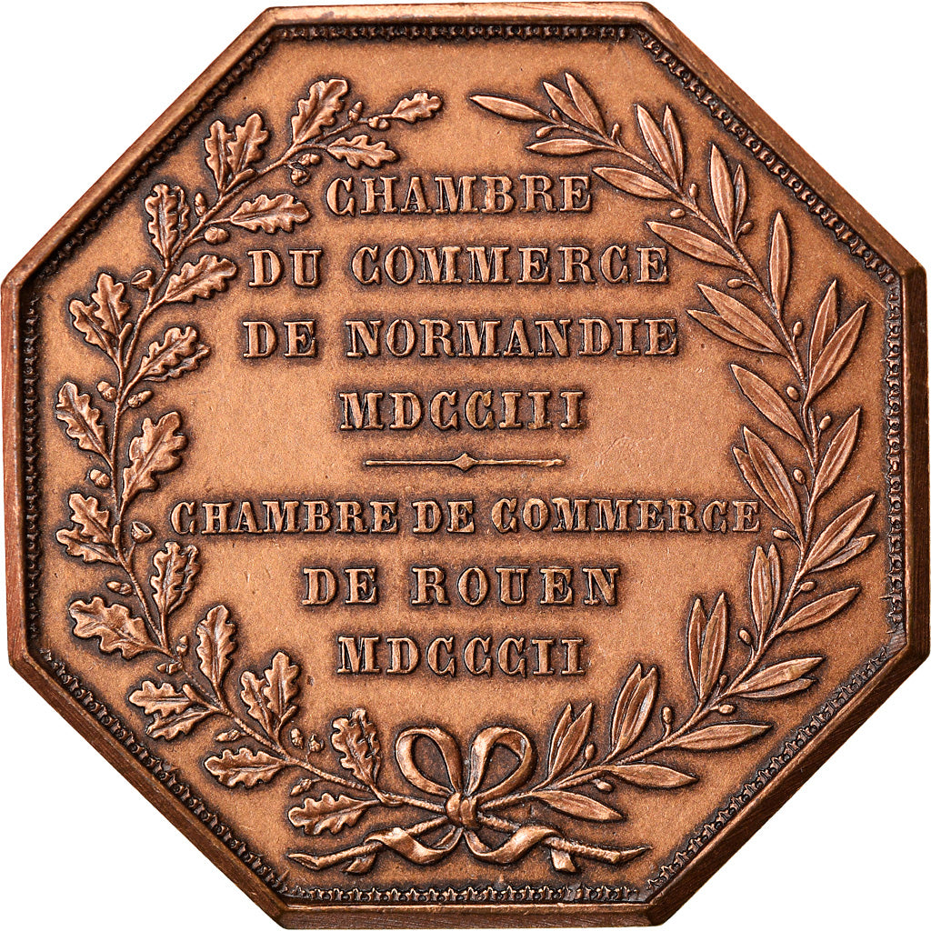 France, Token, Chambre de Commerce de Rouen, 1802, Lecomte, AU(55-58), Bronze
