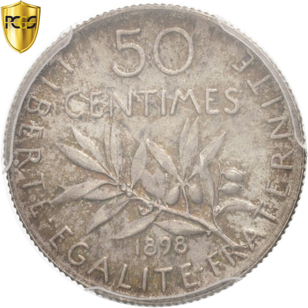 Coin, France, Semeuse, 50 Centimes, 1898, Paris, PCGS, MS65, MS(65-70), Silver
