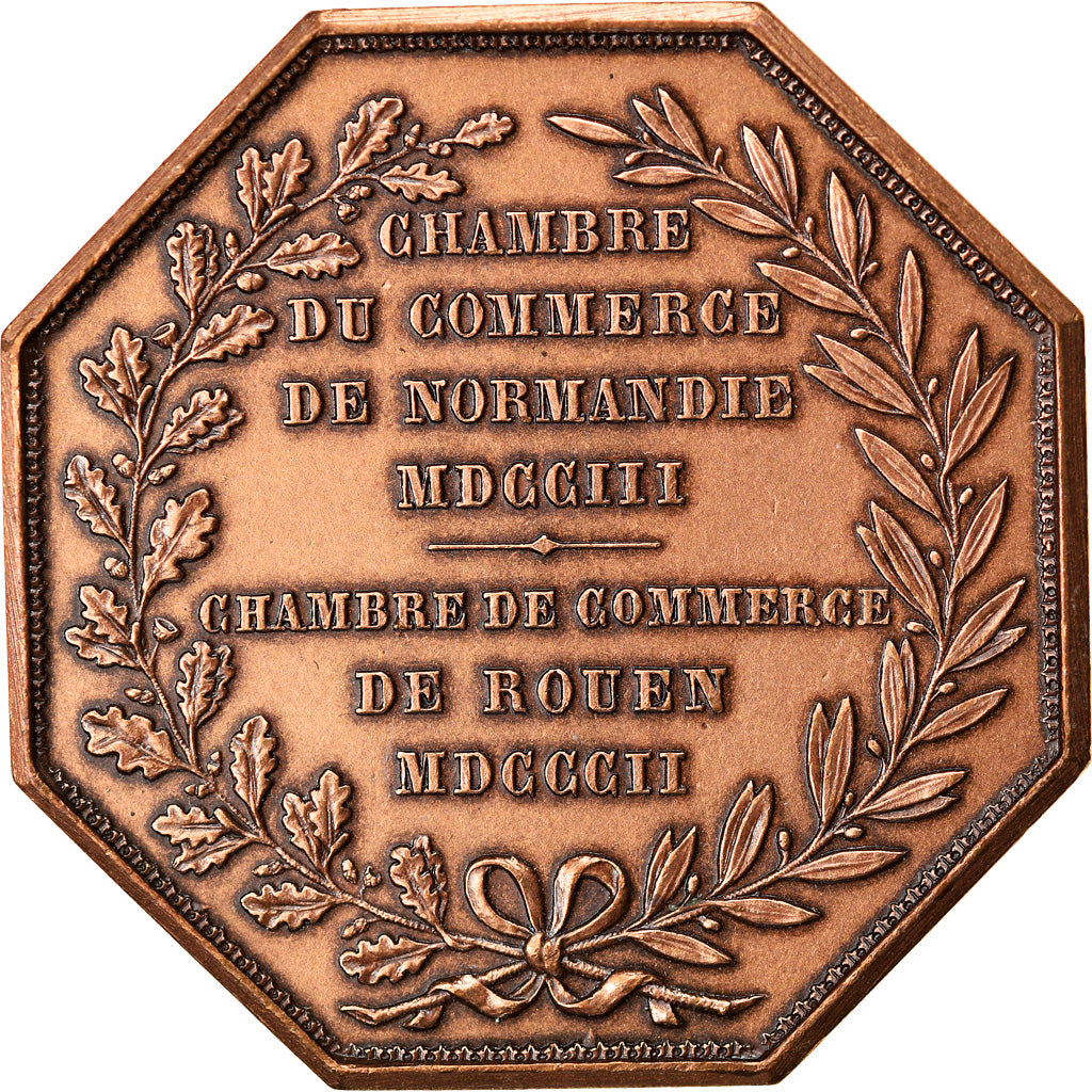 France, Token, Chambre de Commerce de Rouen, 1802, Lecomte, AU(50-53), Bronze