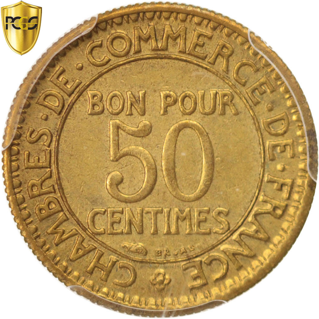 Coin, France, Chambre de commerce, 50 Centimes, 1927, Paris, PCGS, MS64, MS(64)