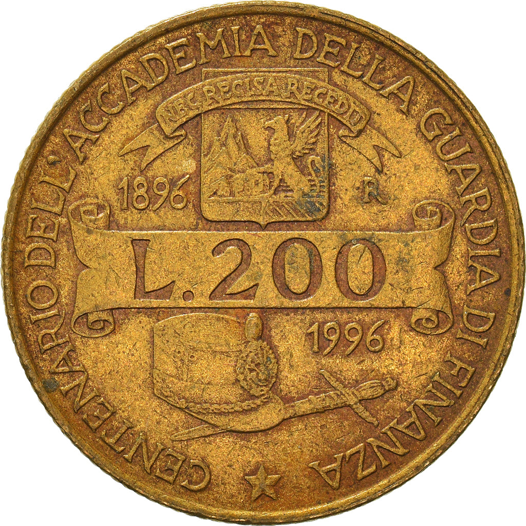 Münze, Italien, 200 Lire, 1996