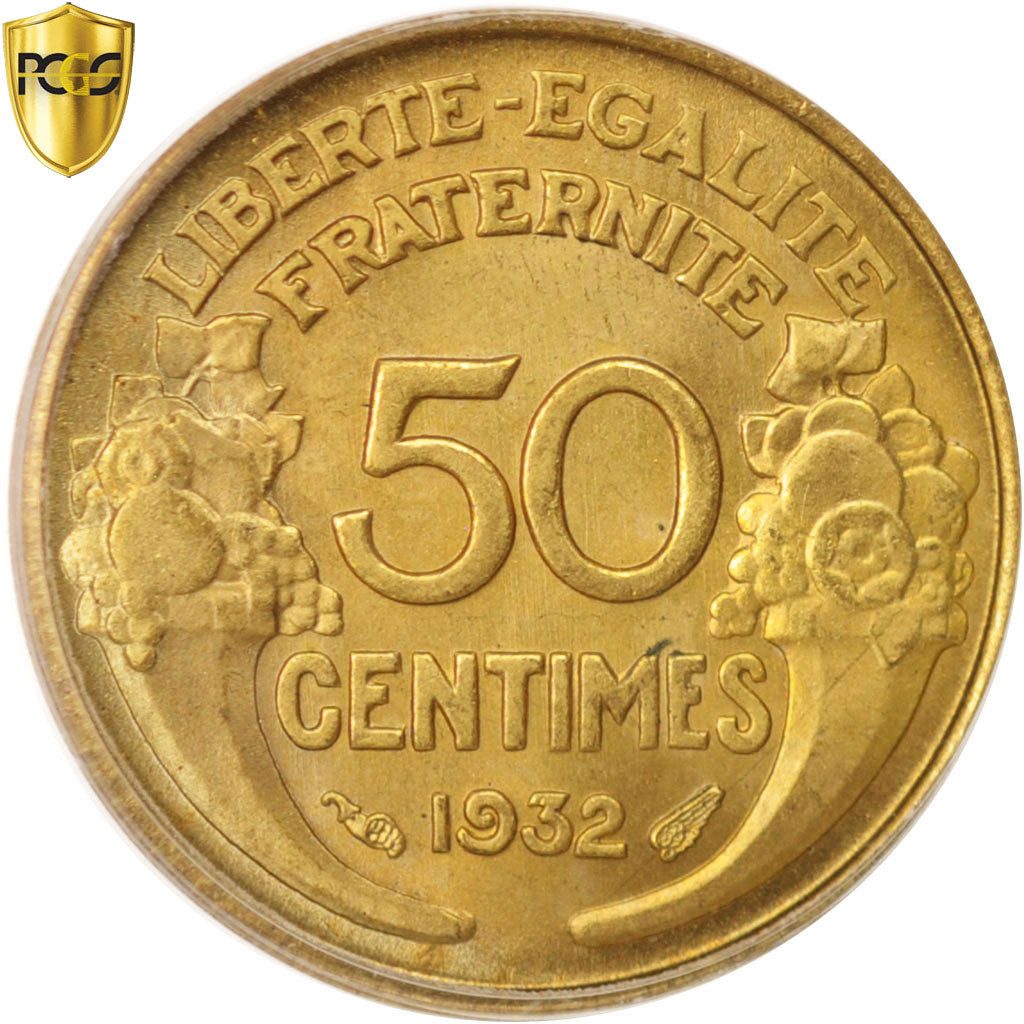 Coin, France, Morlon, 50 Centimes, 1932, Paris, PCGS, MS65, MS(65-70)