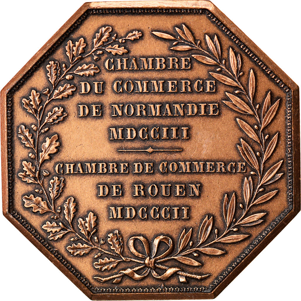 France, Token, Chambre de Commerce de Rouen, 1802, Lecomte, AU(50-53), Bronze