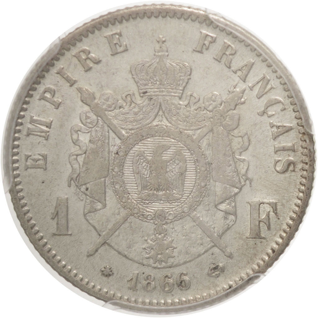 France, Napoleon III, Franc, 1866, Paris, PCGS, Genuine, AU, KM:806.1