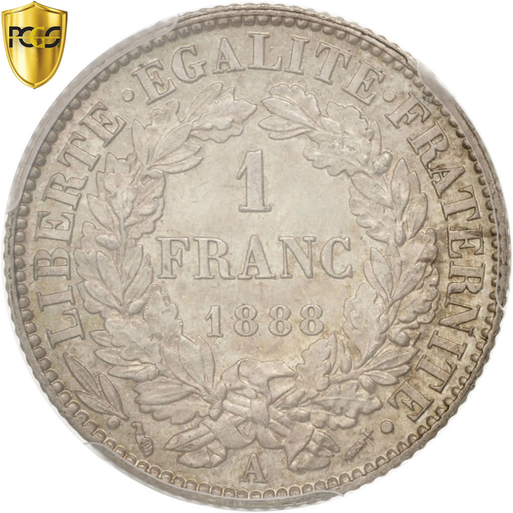 Coin, France, Cérès, Franc, 1888, Paris, PCGS, MS64, MS(64), Silver, KM:822.1