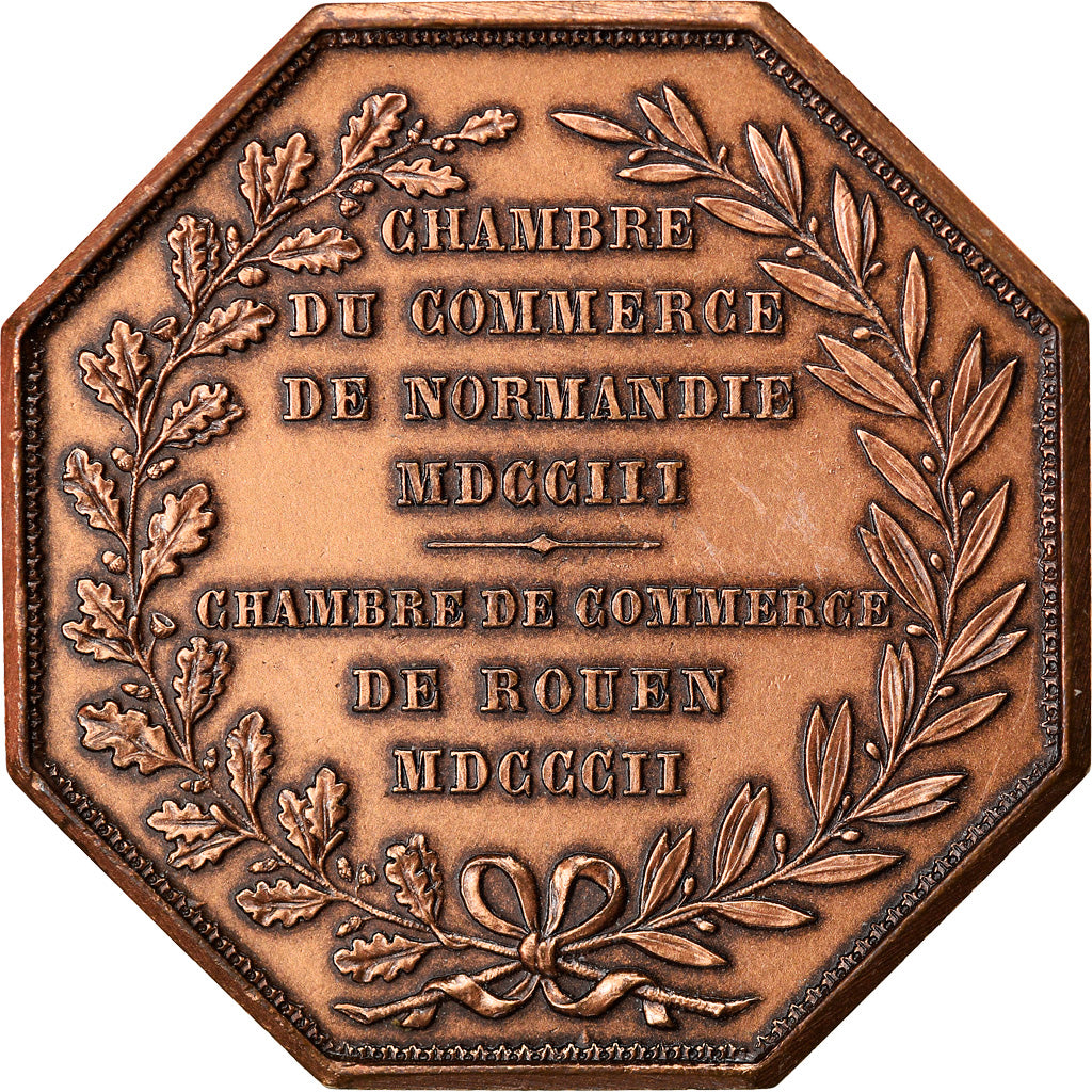France, Token, Chambre de Commerce de Rouen, 1802, Lecomte, AU(50-53), Bronze