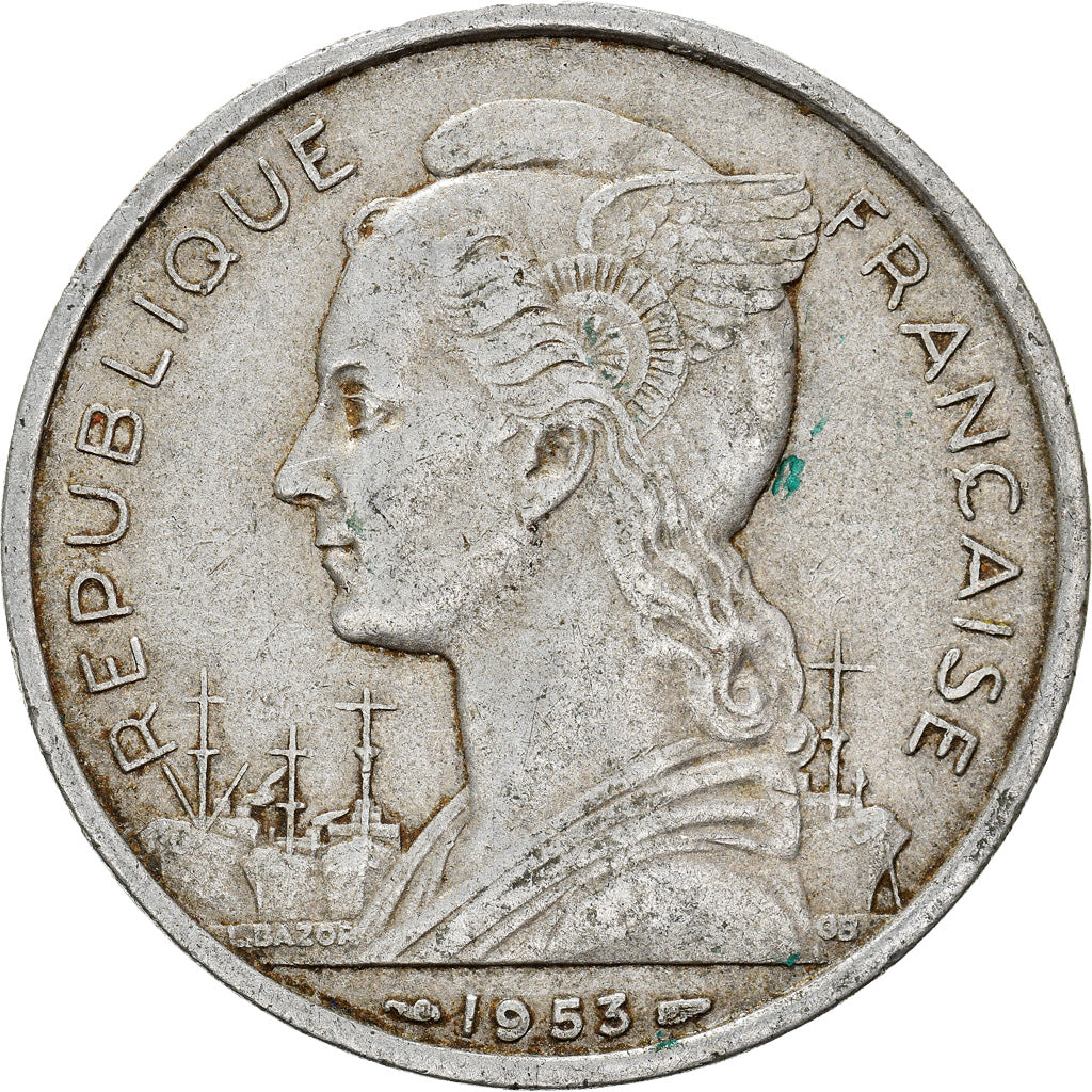 Moeda, Madagáscar, 5 Francs, 1953