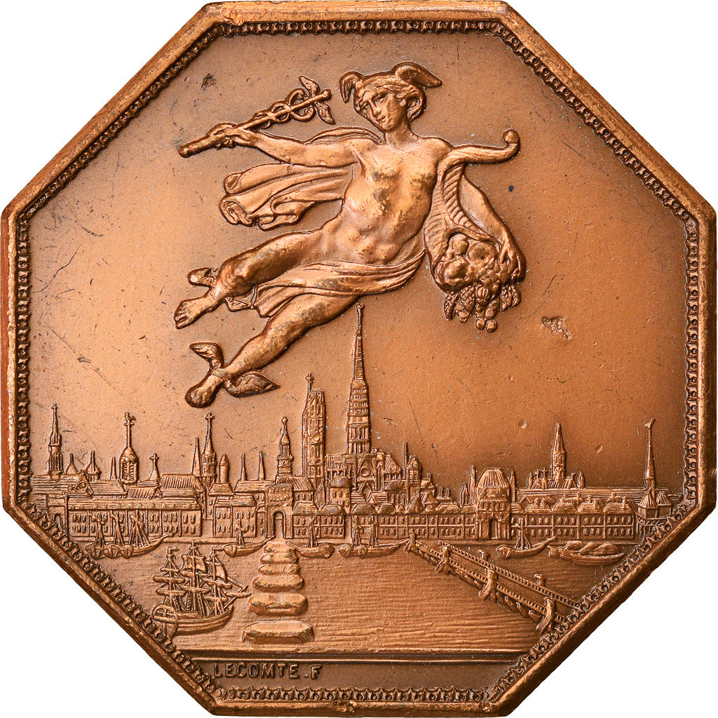 Francia, Token, Chambre de Commerce de Rouen, 1802, Lecomte, BB, Bronzo