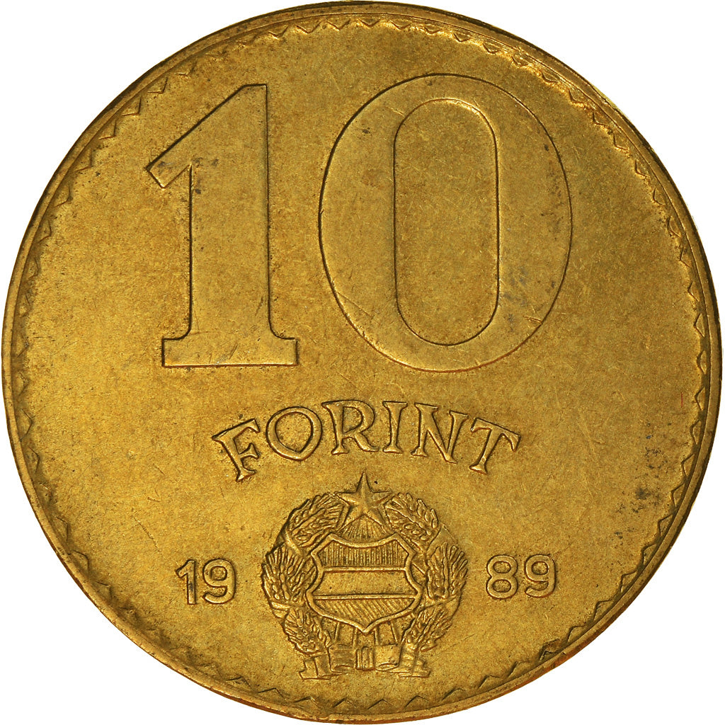 Moeda, Hungria, 10 Forint, 1989