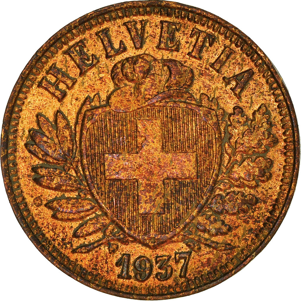 Münze, Schweiz, 2 Rappen, 1937