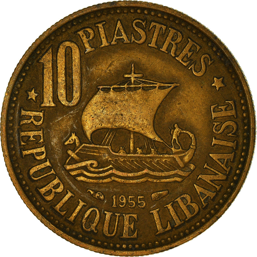 Münze, Lebanon, 10 Piastres, 1955