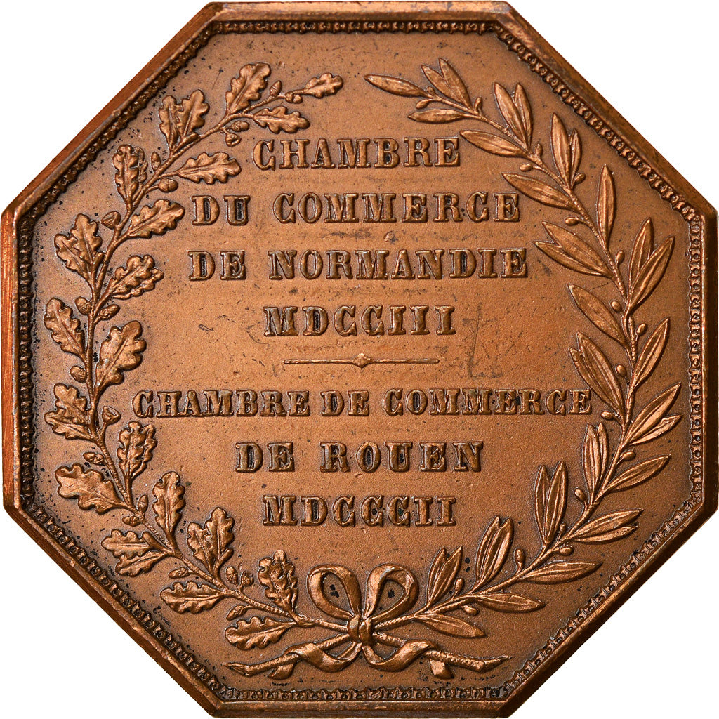 France, Token, Chambre de Commerce de Rouen, 1802, Lecomte, EF(40-45), Bronze