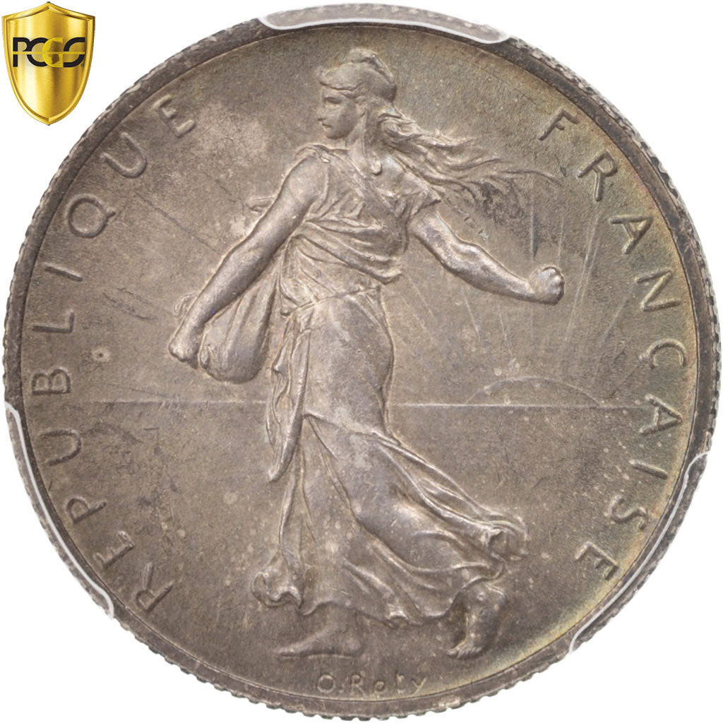 France, Semeuse, 2 Francs, 1914, Castelsarrasin, PCGS, MS63, Silver, KM:845.2