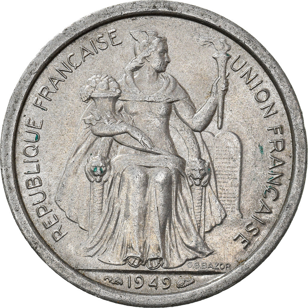 Monnaie, Océanie, 2 Francs, 1949