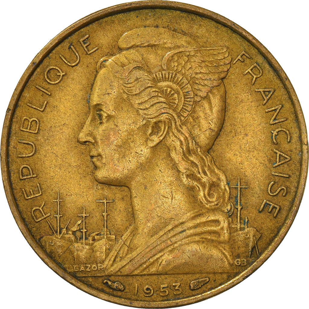Coin, Madagascar, 20 Francs, 1953