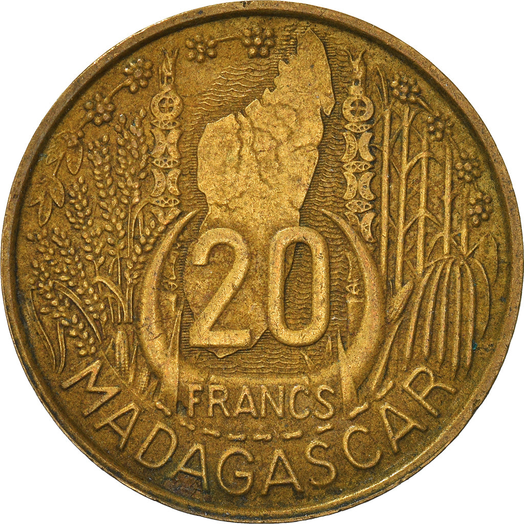 Coin, Madagascar, 20 Francs, 1953